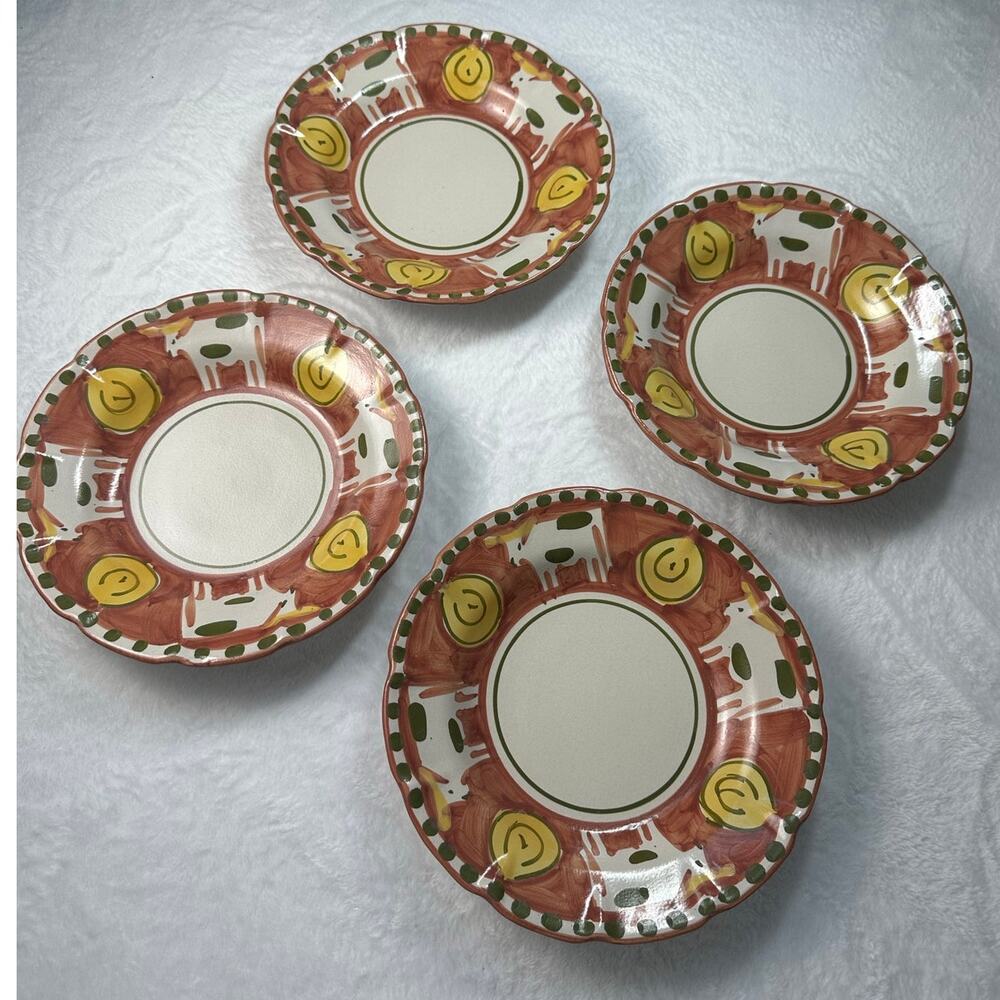 Vietri Solimene Pasta/Salad Small Serving Bowl Red Cow Bull 9" Italy Set of 4